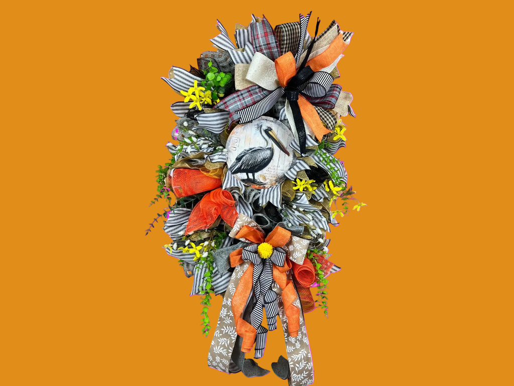 Pelican Coastal Wreath | Summer Beach House Door Decor