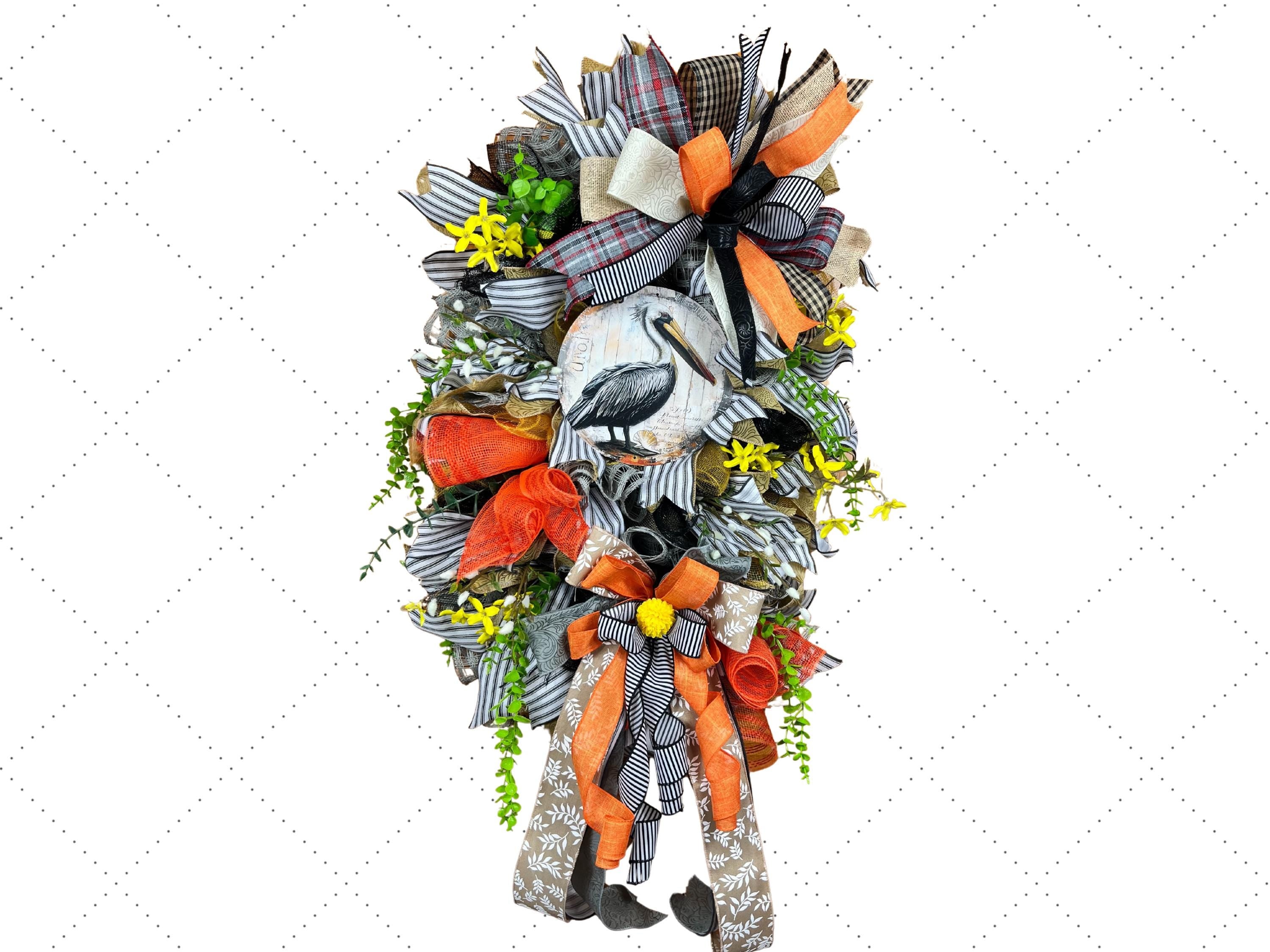 Pelican Coastal Wreath | Summer Beach House Door Decor
