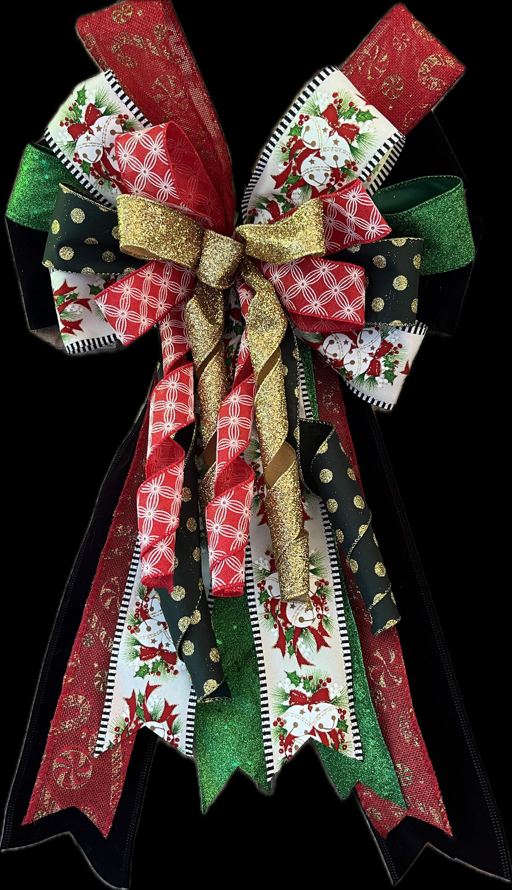 Bow|Christmas Bow| Red Green Glitter Ribbon | Holiday Wreath Decor