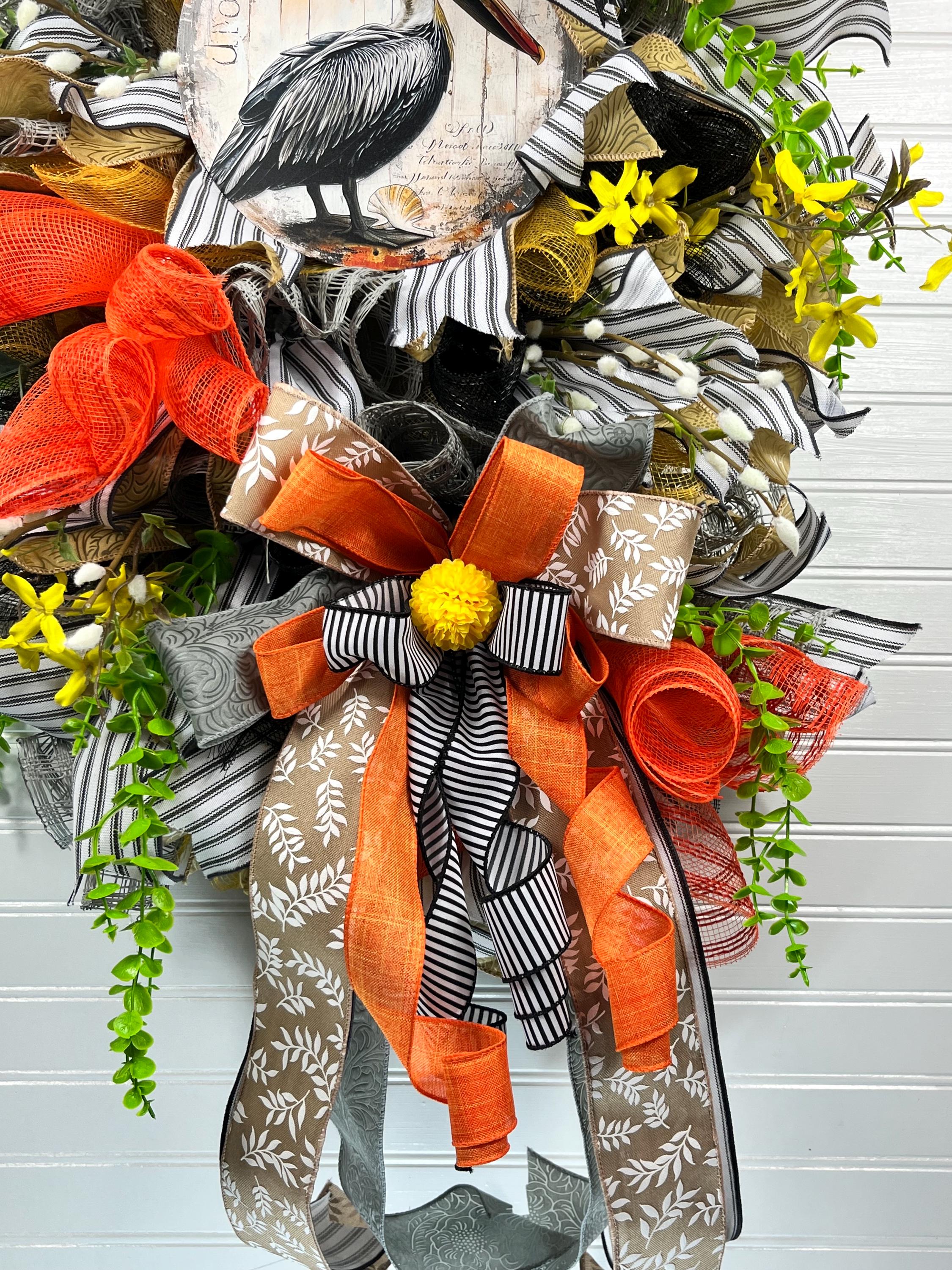 Pelican Coastal Wreath | Summer Beach House Door Decor