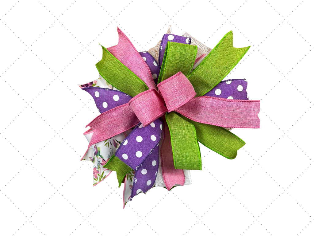 Bow| Hummingbird Bow | Pink, Green, Purple Floral Wreath Decor