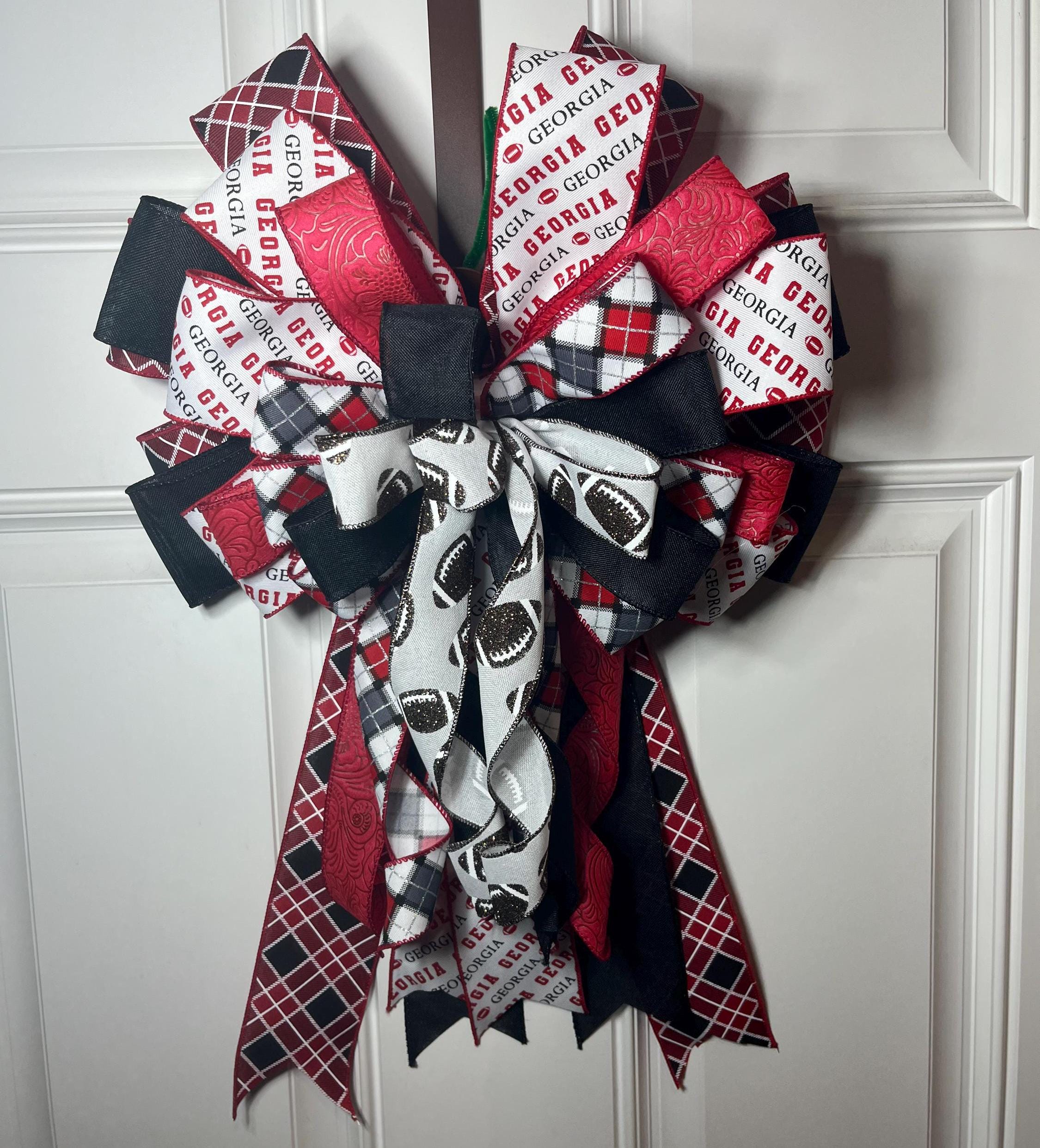 Sports Team Wreath, Red and Black Fan Décor, Game Day Football Door Decoration,