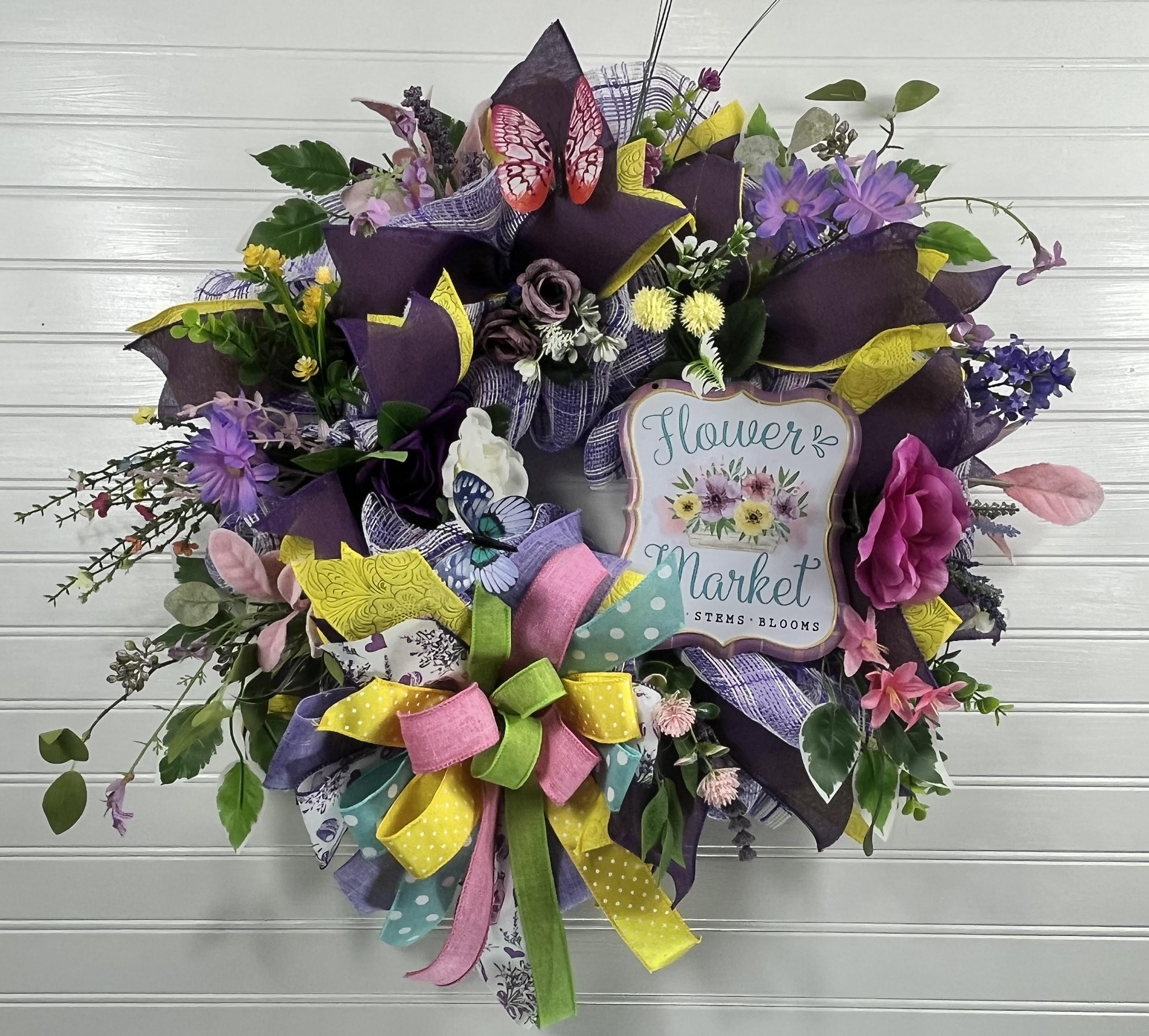 Everyday Wreath | Flower Market Wreath | Spring Wildflowers | Butterfly Front Door Decor