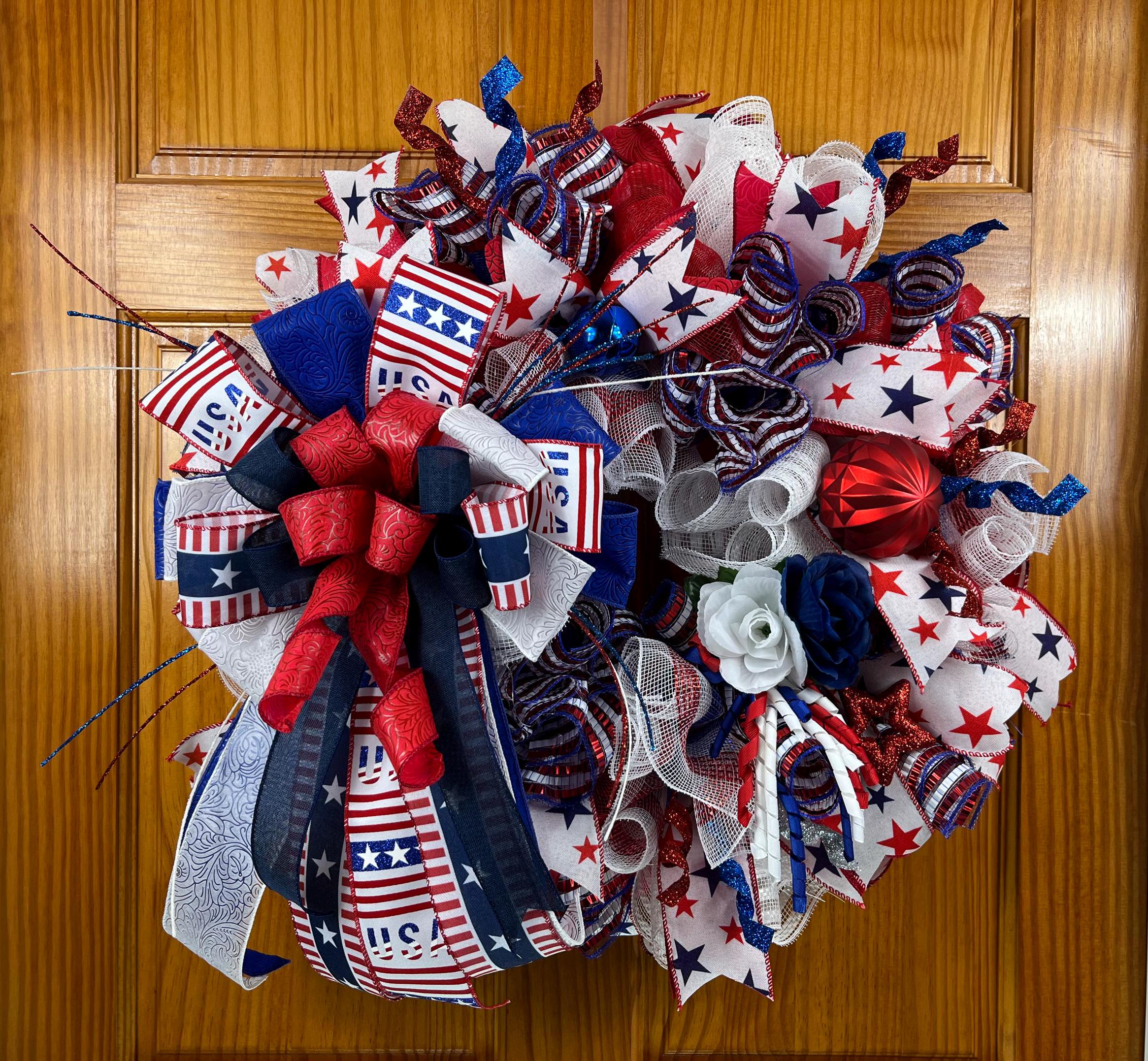 Patriotic 4th of July Wreath | Red White Blue Stars & Stripes
