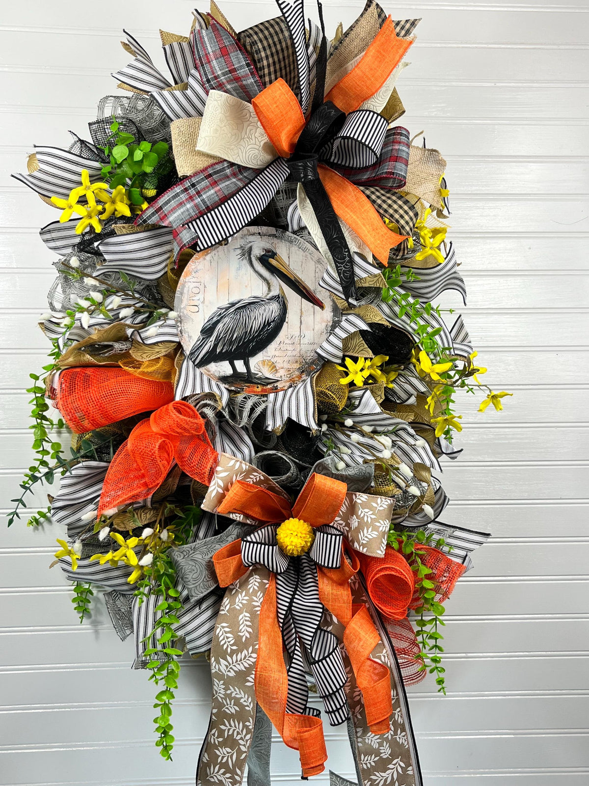 Pelican Coastal Wreath | Summer Beach House Door Decor