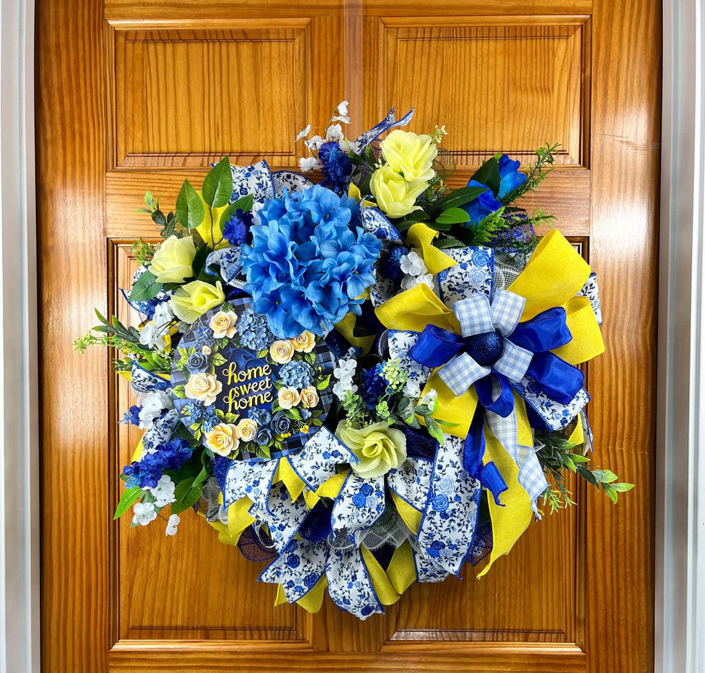 Everyday Wreath| Blue & Yellow Floral Wreath | Spring Summer Door Décor