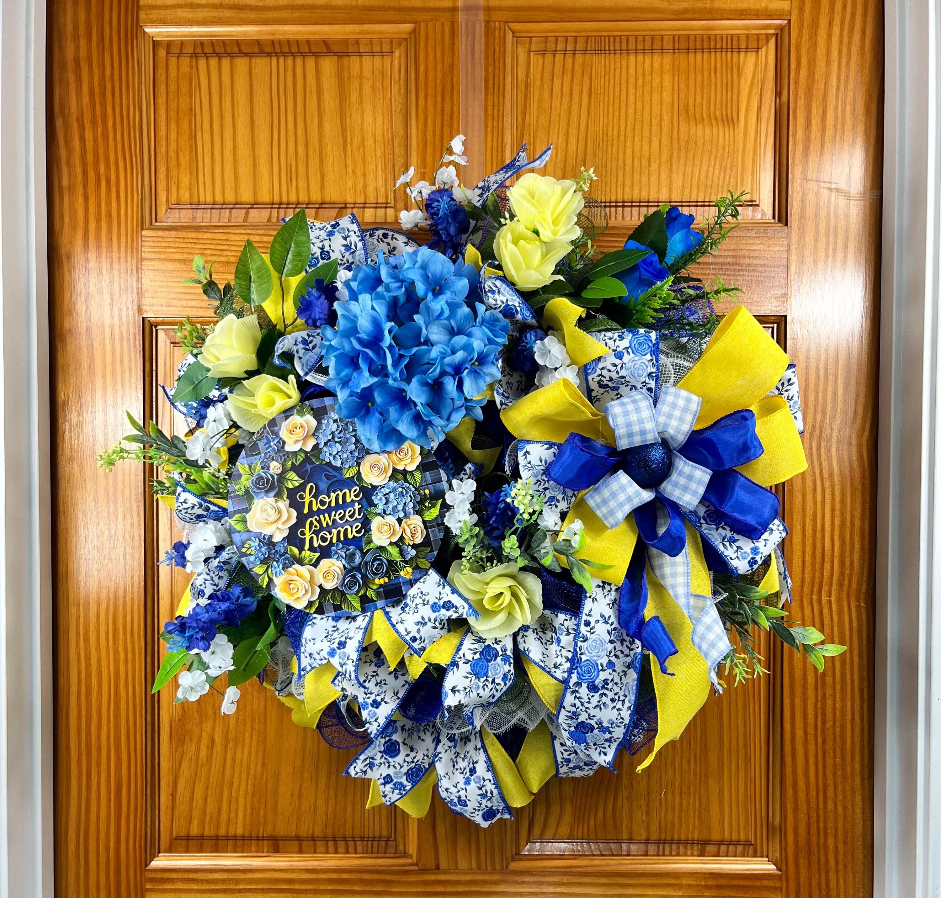 Everyday Wreath| Blue & Yellow Floral Wreath | Spring Summer Door Décor