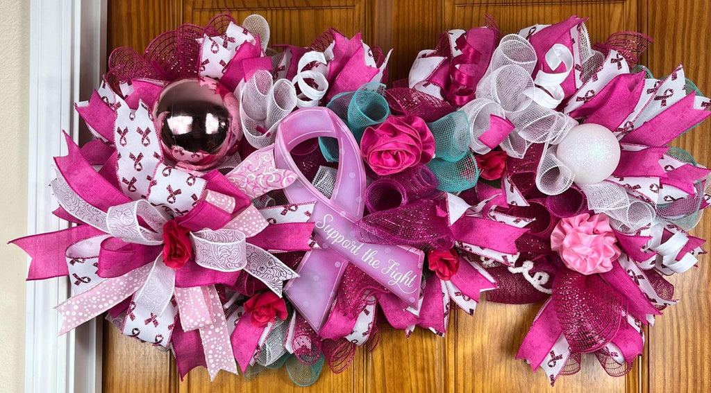 Breast Cancer Awareness | Pink Ribbon Door Decor | Support the Fight | Gift for Survivor or Fighter