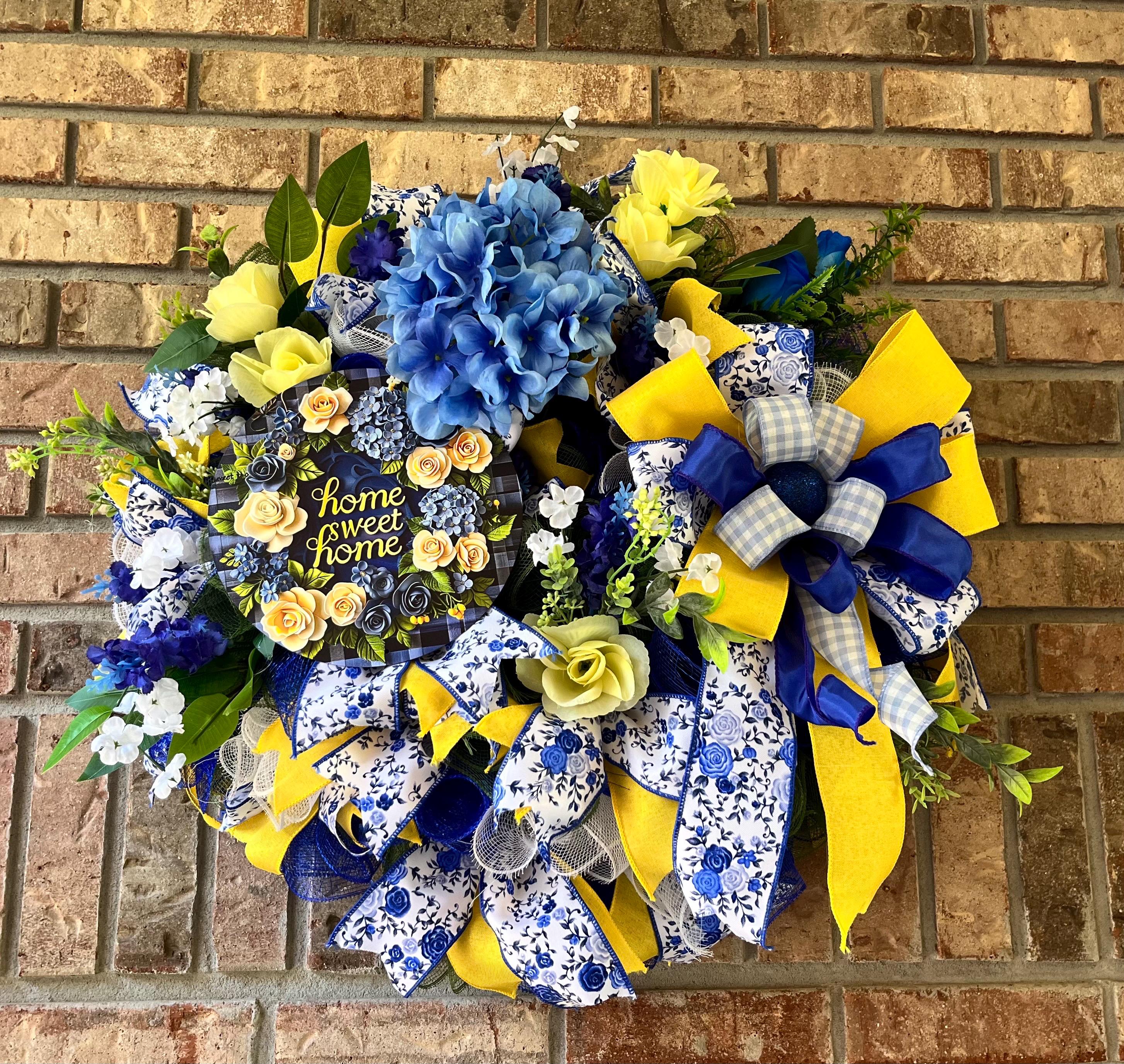 Everyday Wreath| Blue & Yellow Floral Wreath | Spring Summer Door Décor