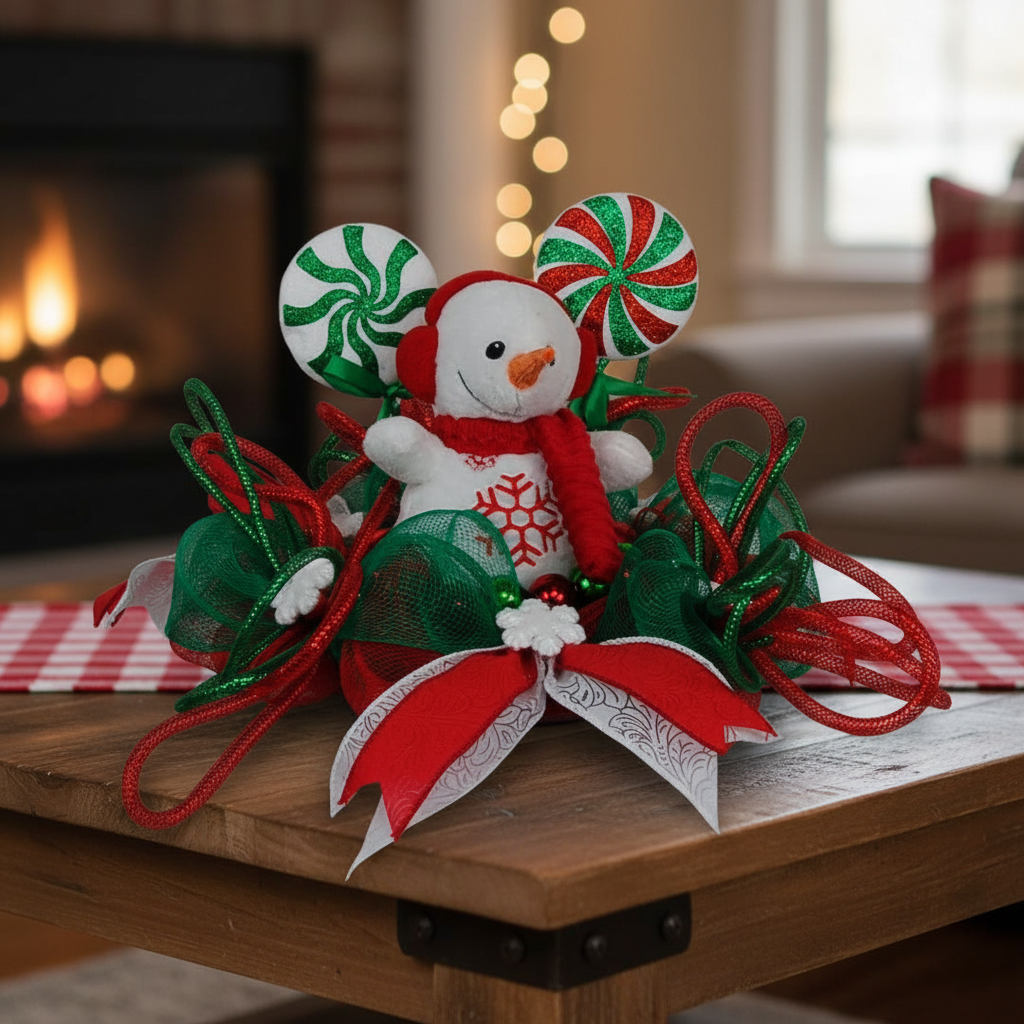 Snowman Centerpiece | Holiday Lollipop Table Decoration
