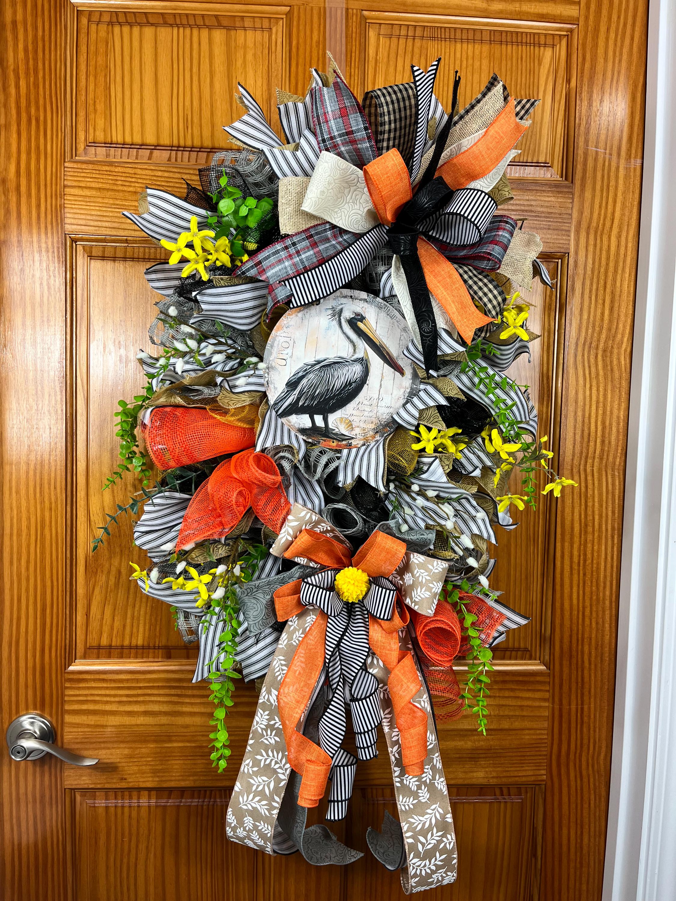 Pelican Coastal Wreath | Summer Beach House Door Decor