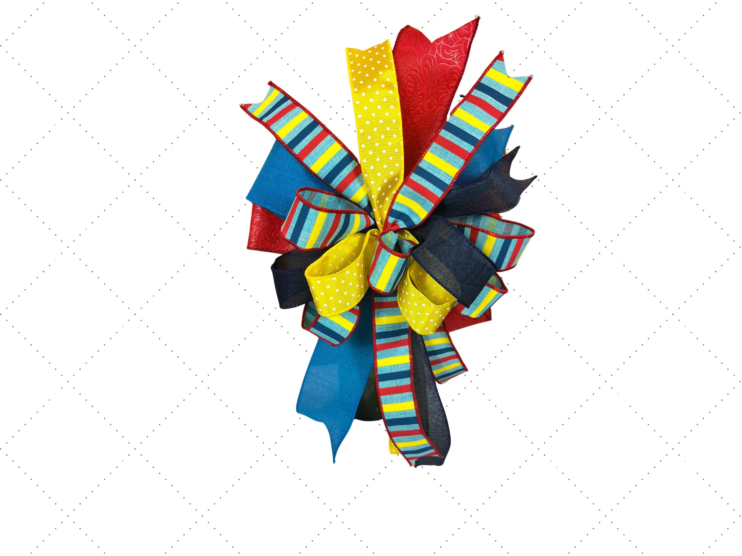 Bow | Primary Color Polka Dot Bow | Handmade Red, Yellow, Blue Door Decor