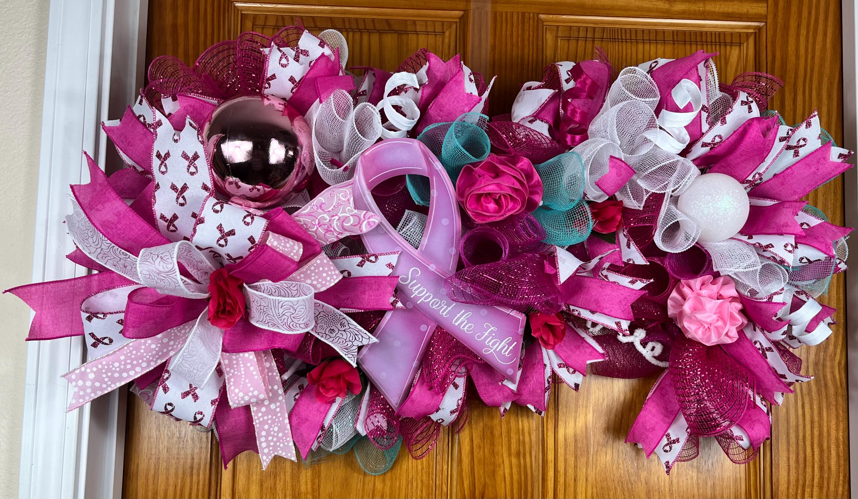 Breast Cancer Awareness | Pink Ribbon Door Decor | Support the Fight | Gift for Survivor or Fighter