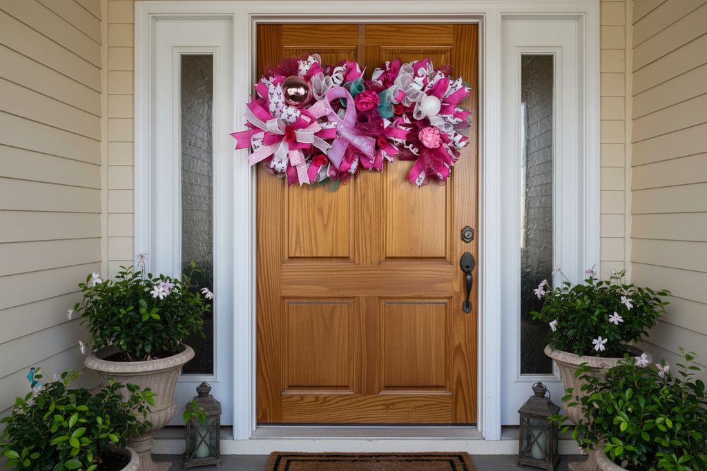 Breast Cancer Awareness | Pink Ribbon Door Decor | Support the Fight | Gift for Survivor or Fighter