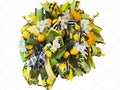 Lemon Summer Wreath | Yellow Floral Farmhouse Decor with Gingham Ribbon