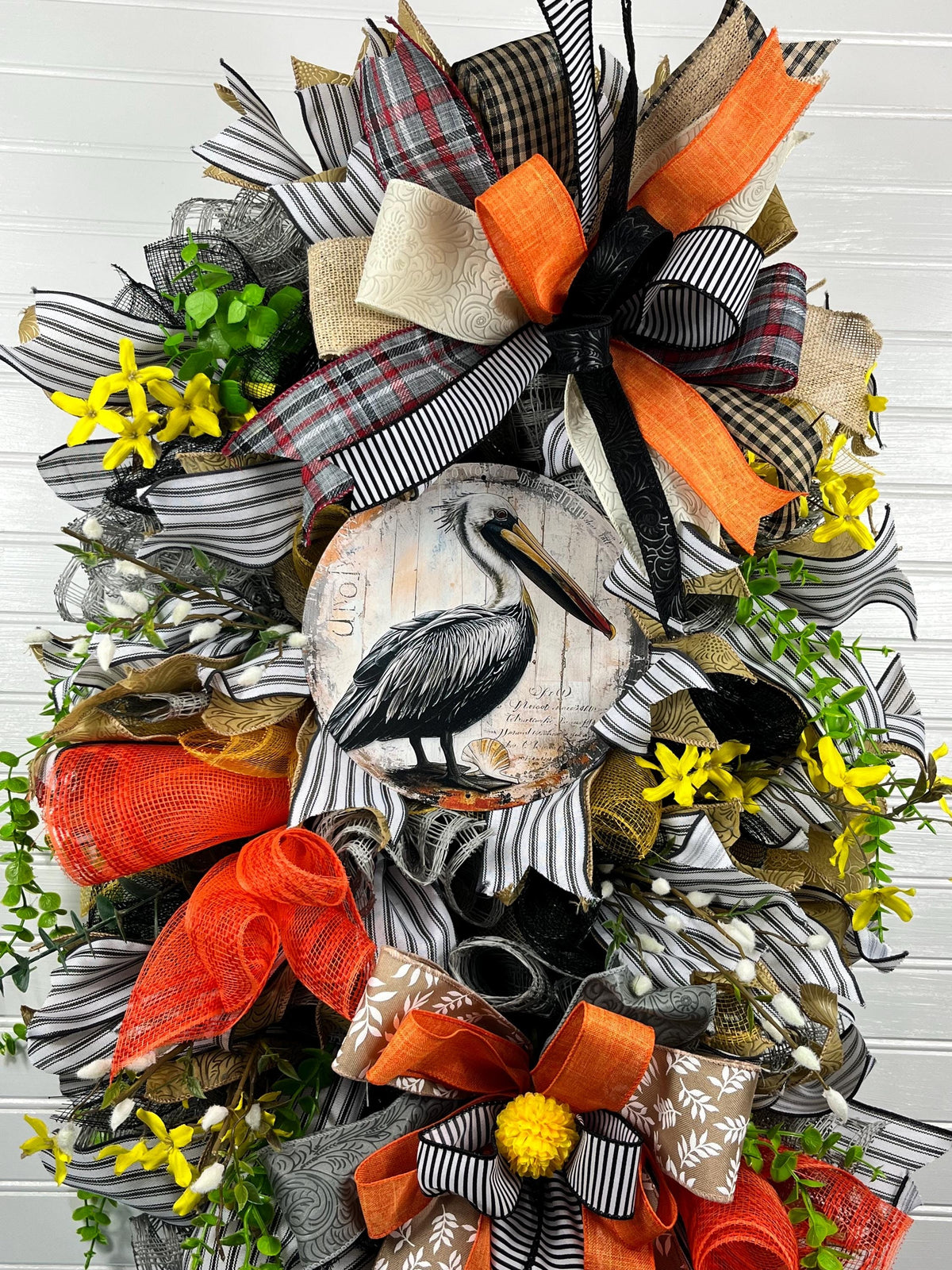 Pelican Coastal Wreath | Summer Beach House Door Decor