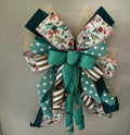 Teal Garden Bloom Bow | Floral Bird Polka Dot Lantern Wreath Accent
