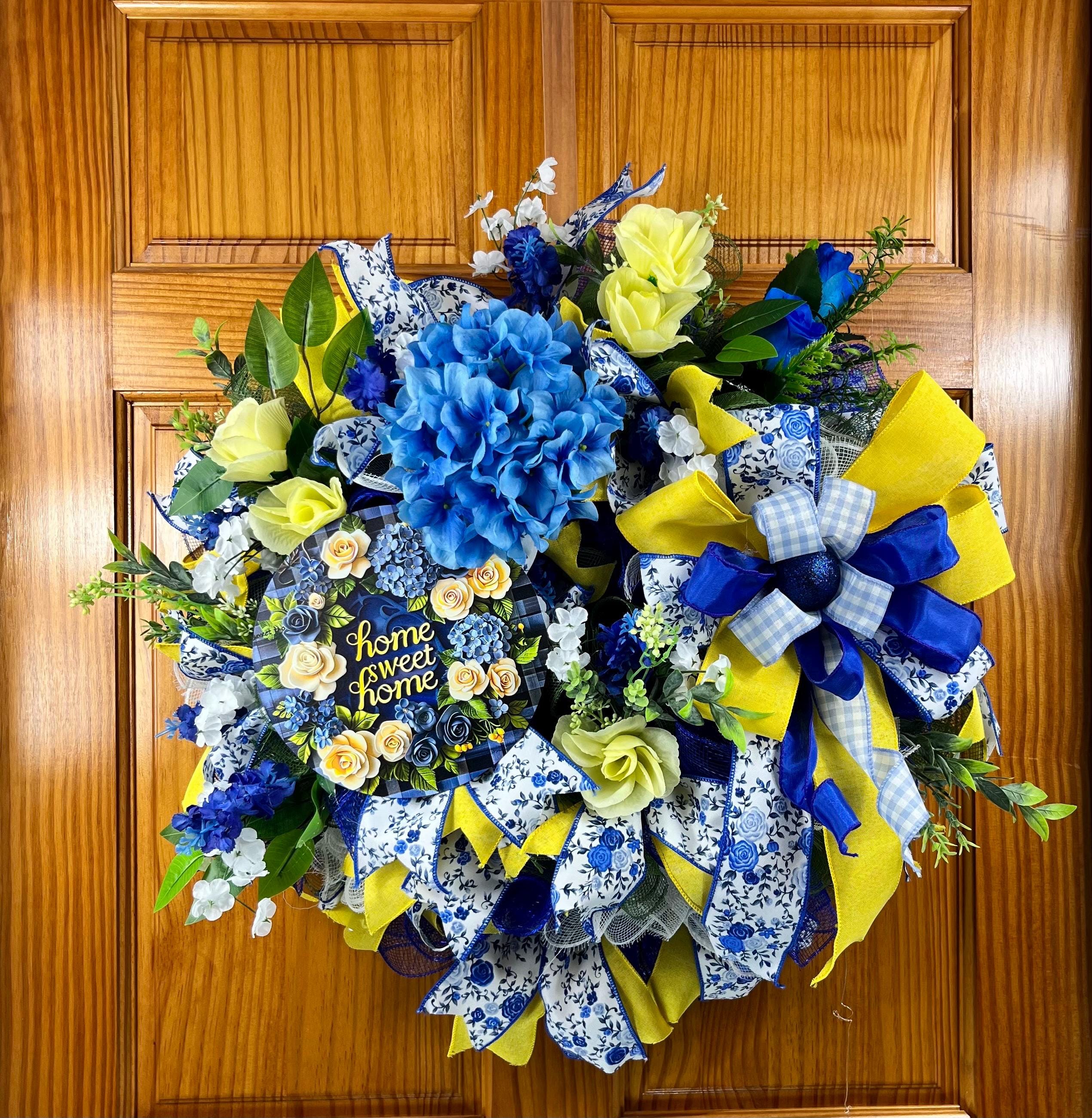 Everyday Wreath| Blue & Yellow Floral Wreath | Spring Summer Door Décor