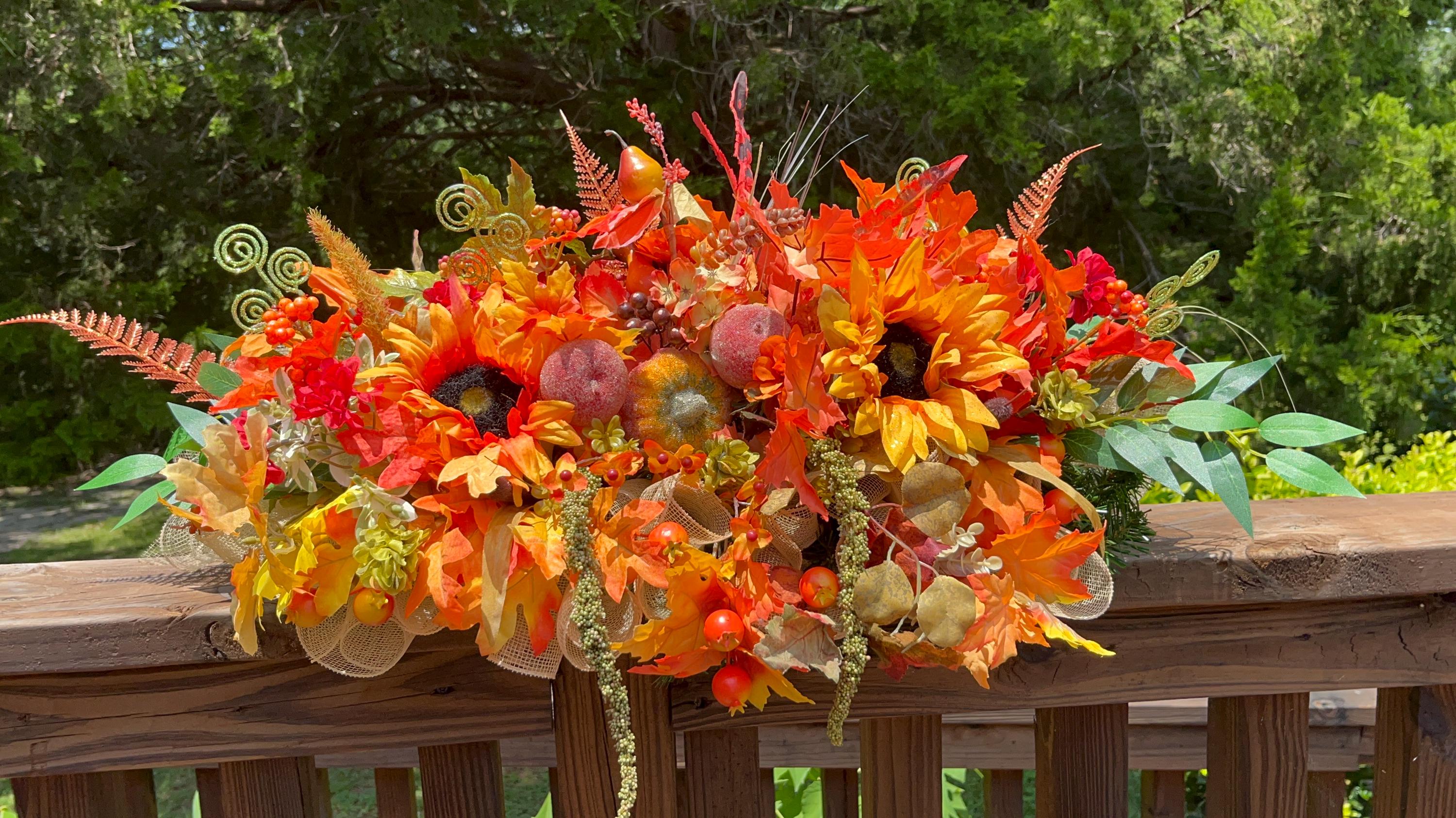 Centerpiece| Fall Sunflower Pumpkin Centerpiece | Rustic Autumn Table Decor, Thanksgiving Floral Arrangement