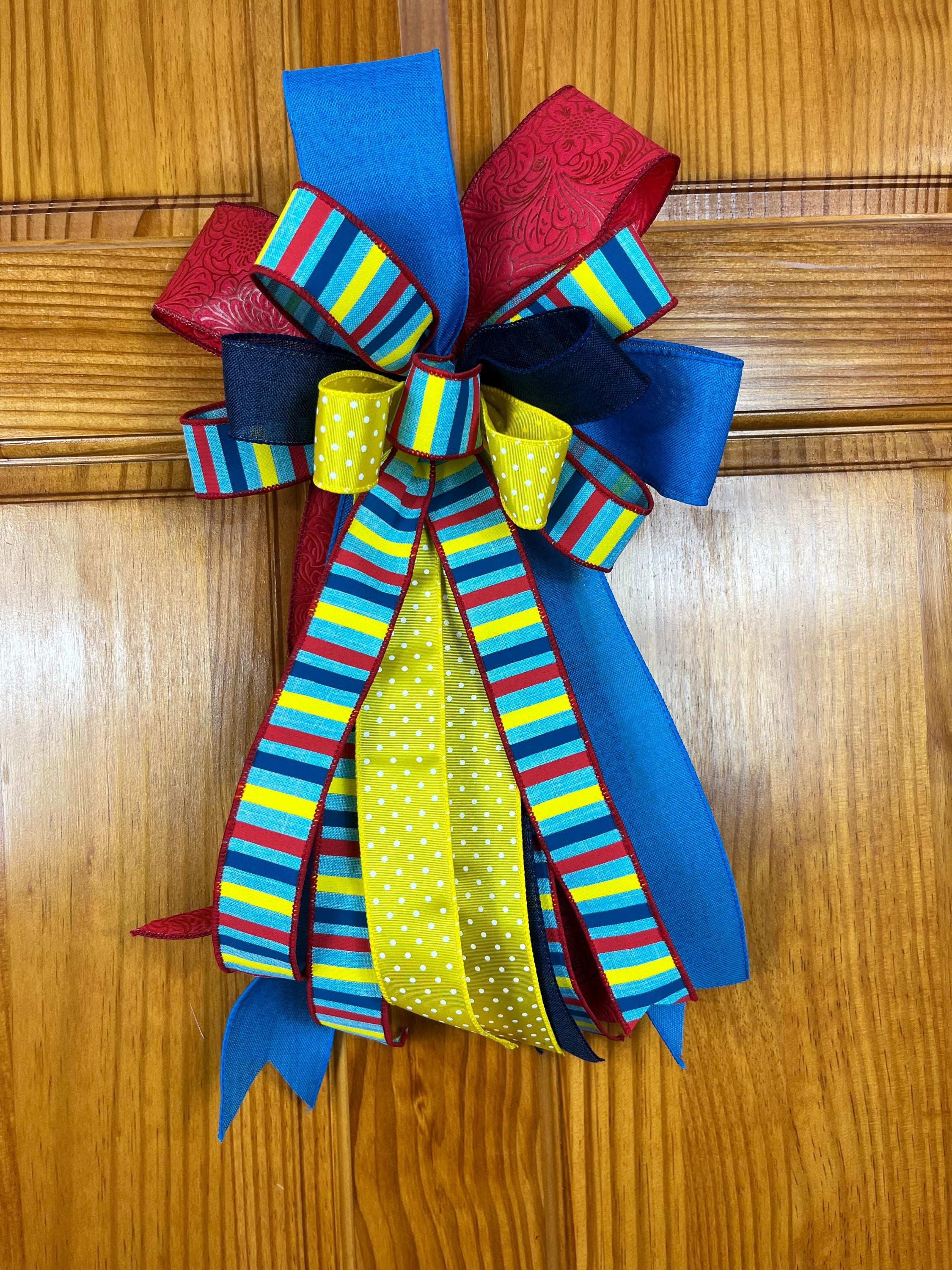Bow | Primary Color Polka Dot Bow | Handmade Red, Yellow, Blue Door Decor