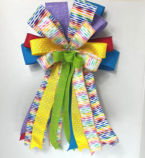Bow | Rainbow Ribbon Bow | Birthday Party, Door Decor, Wreath Accent