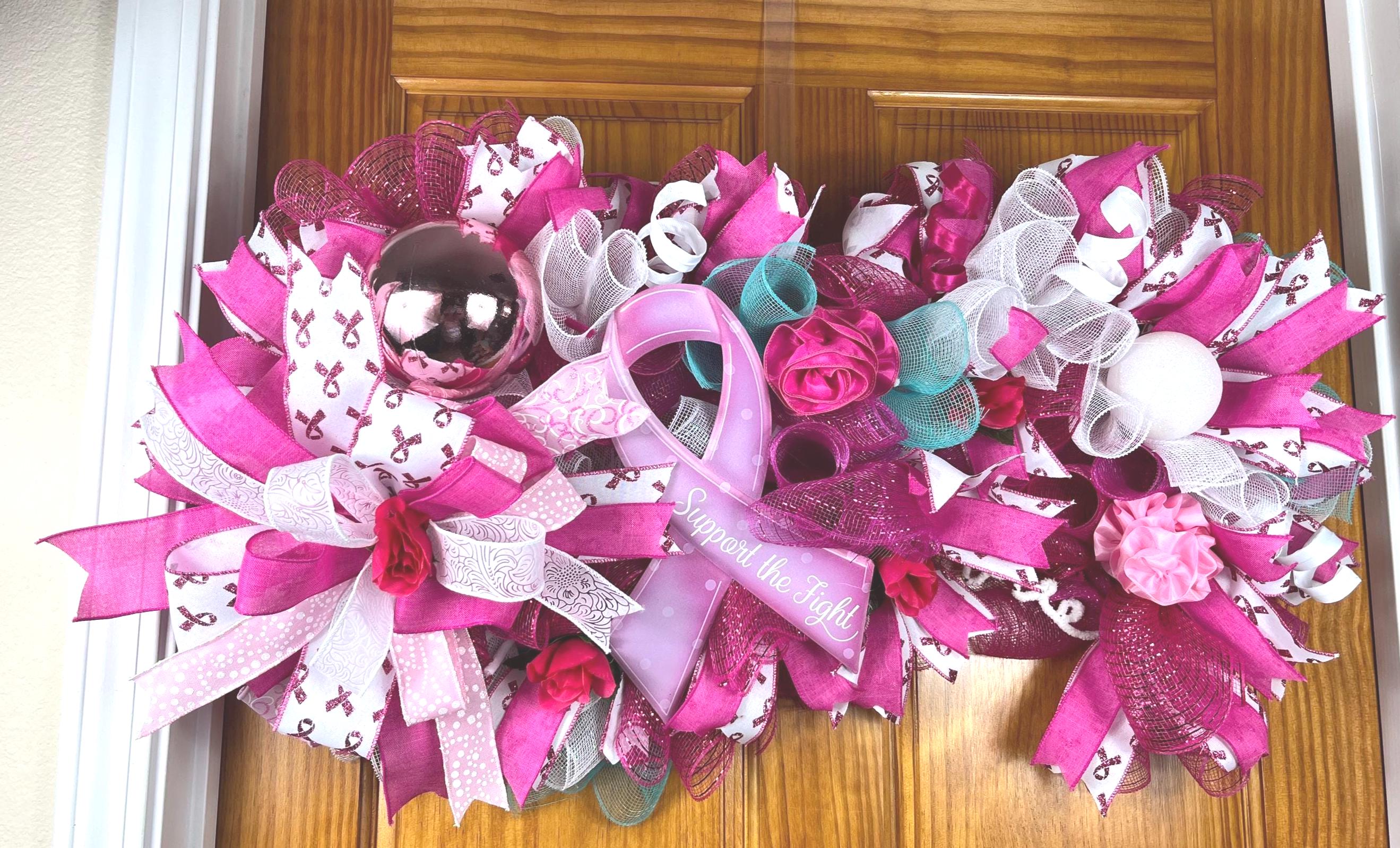 Breast Cancer Awareness | Pink Ribbon Door Decor | Support the Fight | Gift for Survivor or Fighter