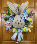 Burlap Bunny Easter Wreath| Pastel Floral Spring Door Decor