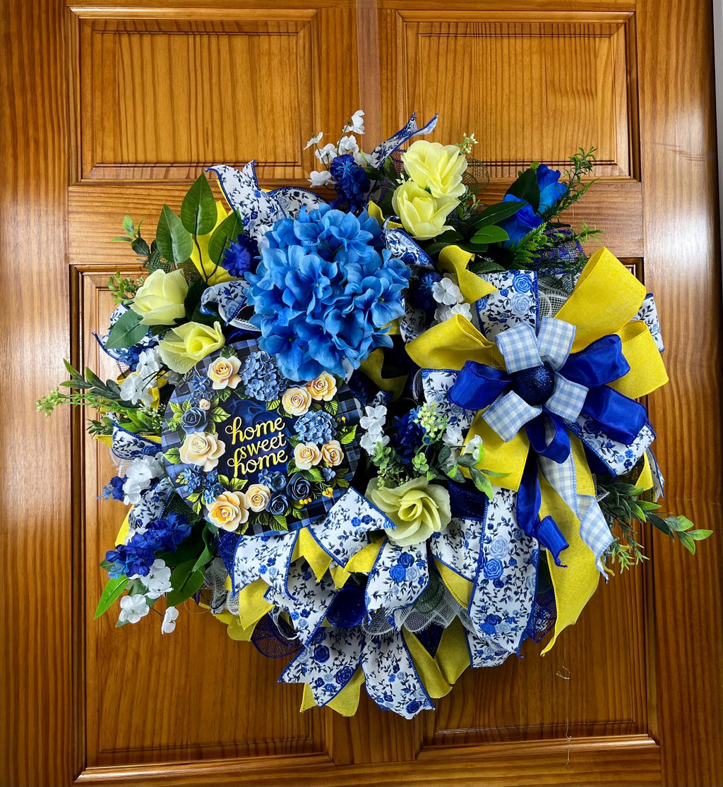 Everyday Wreath| Blue & Yellow Floral Wreath | Spring Summer Door Décor