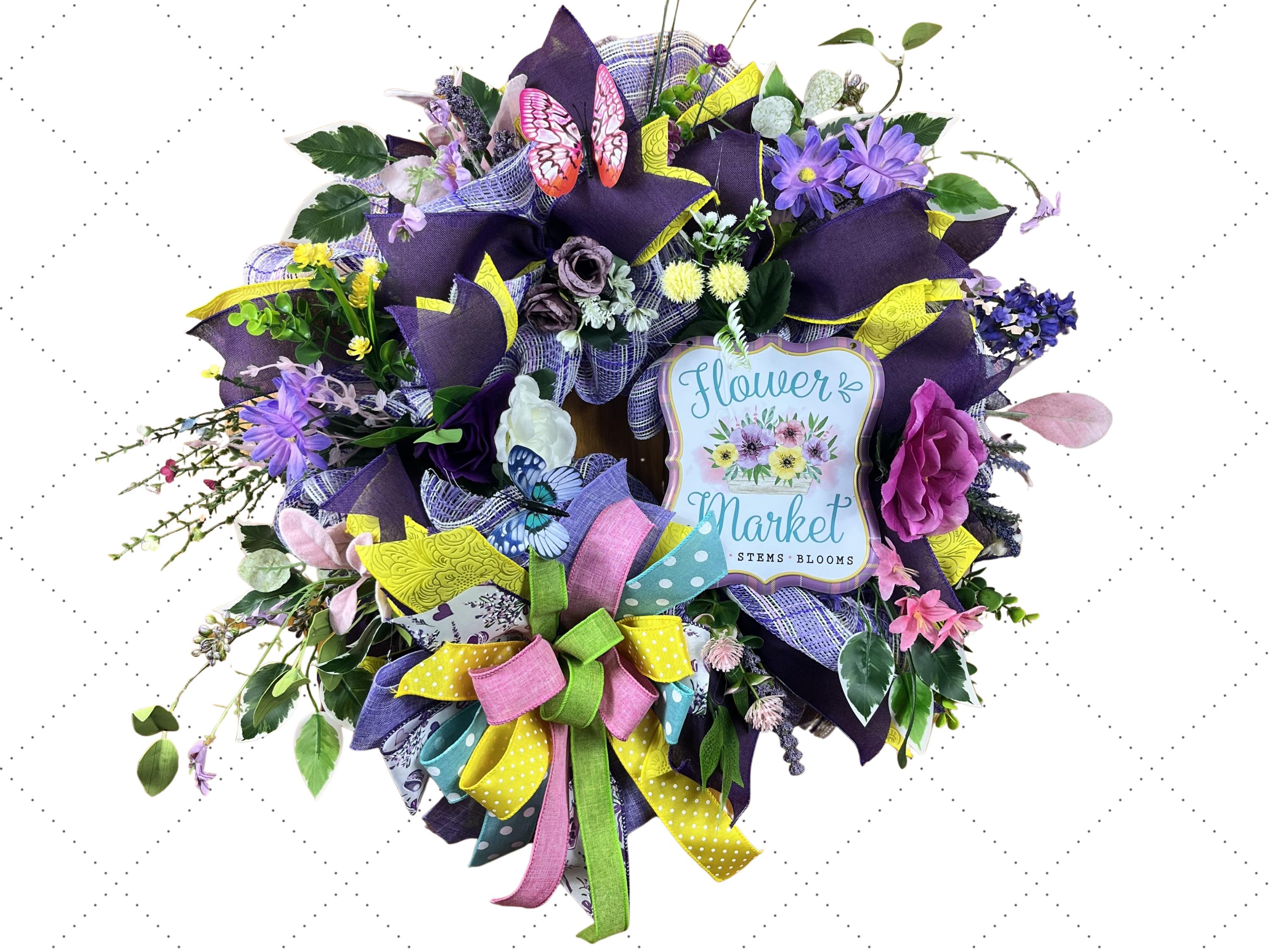 Everyday Wreath | Flower Market Wreath | Spring Wildflowers | Butterfly Front Door Decor