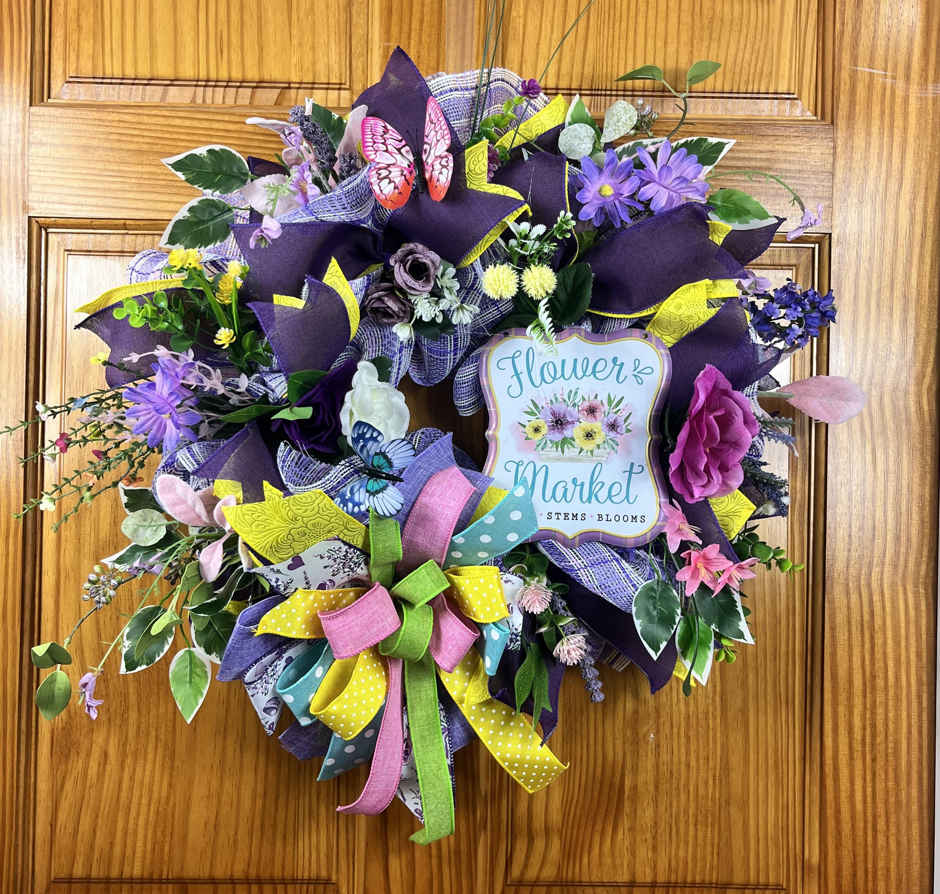 Everyday Wreath | Flower Market Wreath | Spring Wildflowers | Butterfly Front Door Decor