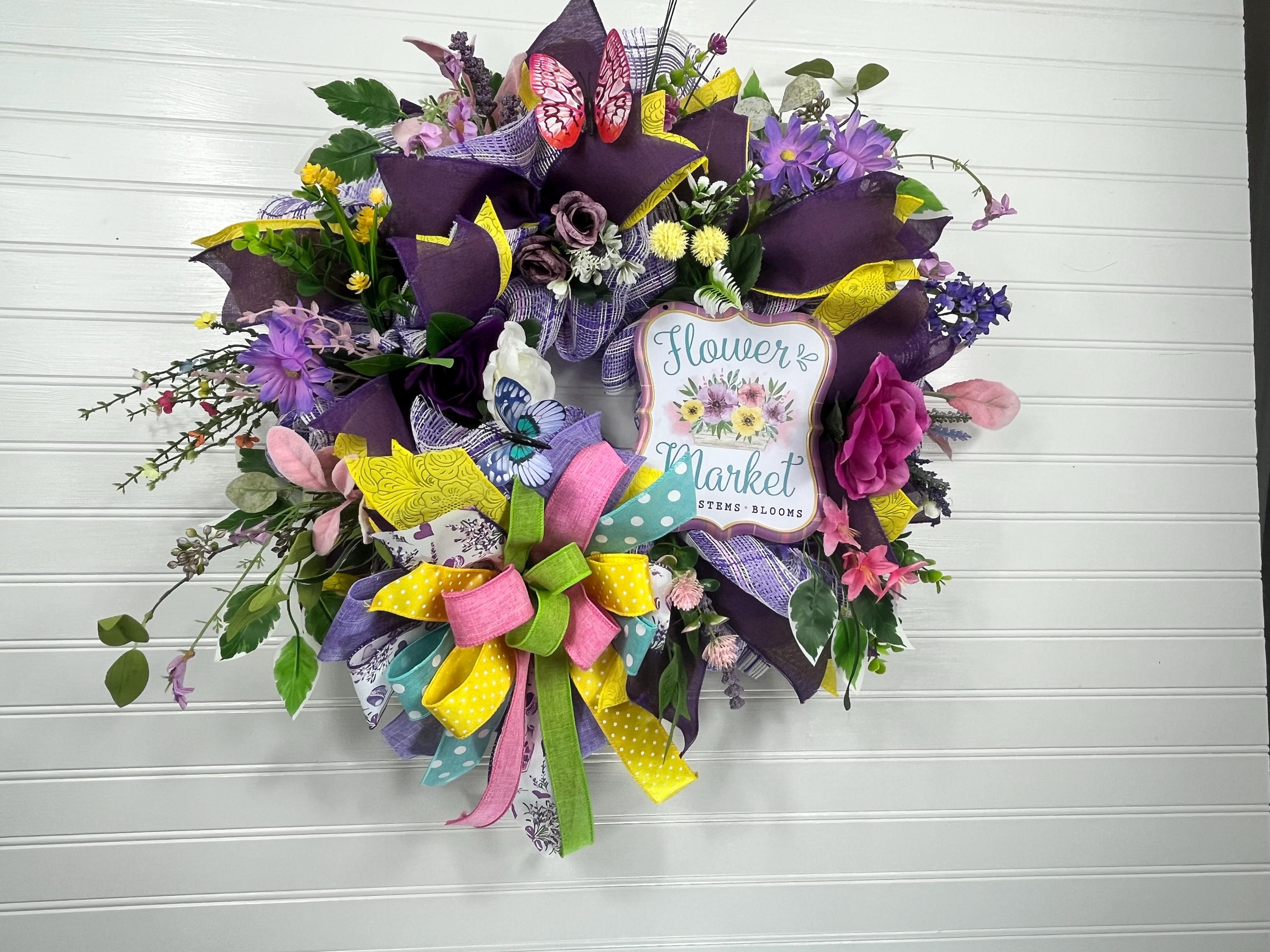Everyday Wreath | Flower Market Wreath | Spring Wildflowers | Butterfly Front Door Decor