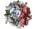 Cardinal Christmas Wreath| Red Mesh Winter Holiday Decor