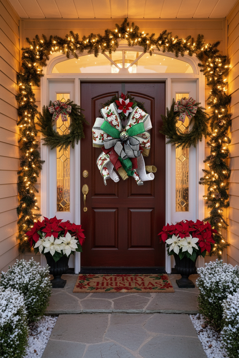 Christmas Decor | Holly Ribbon & Silver Bell Wreath Decor