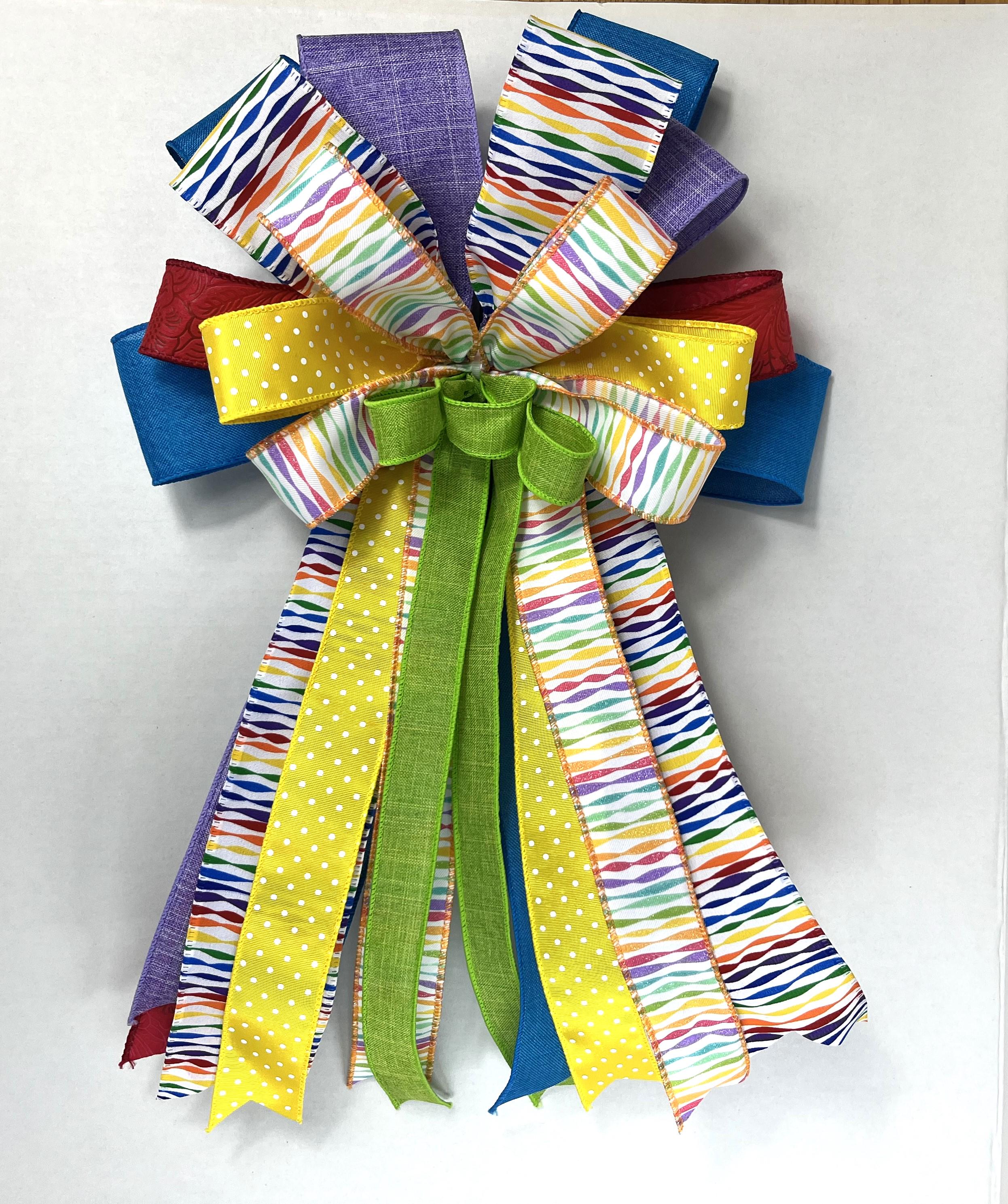 Bow | Rainbow Ribbon Bow | Birthday Party, Door Decor, Wreath Accent