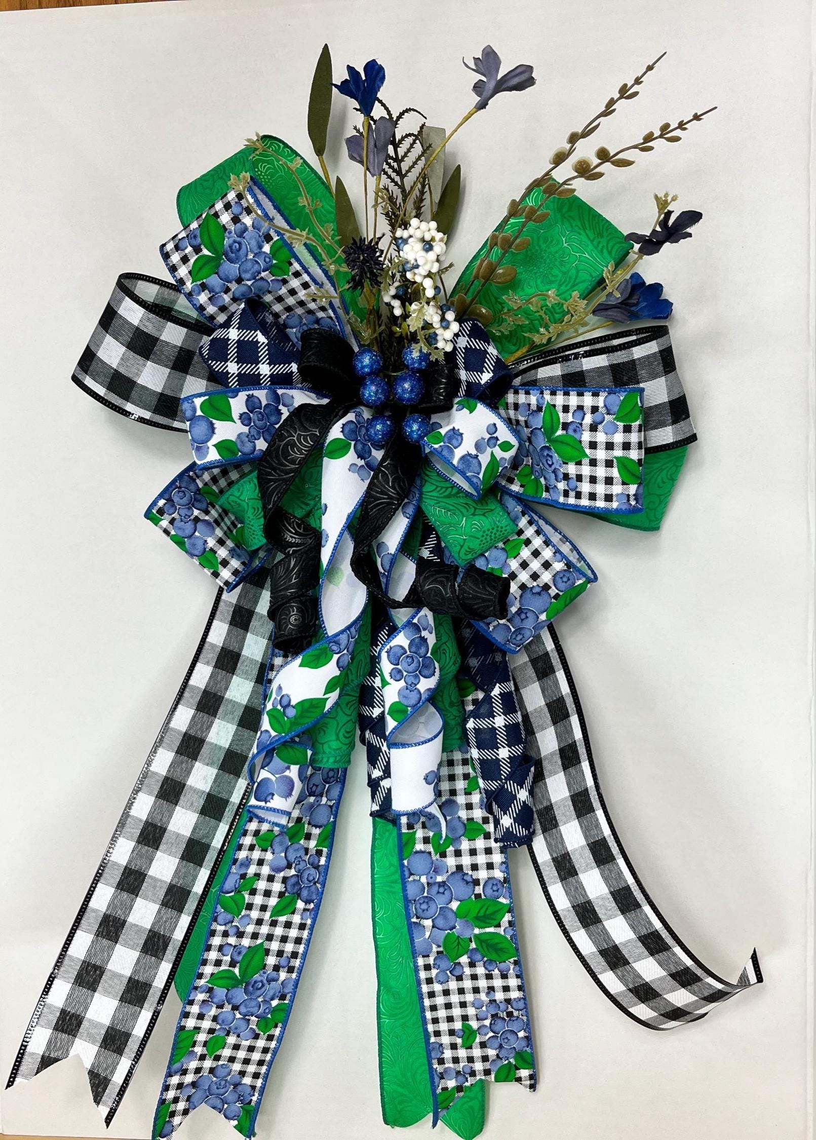 Bow | Blueberry Door Decor | Green Plaid & Gingham Decor