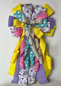 Bow | Wreath Bow | Handmade Spring Gingham | Lavender Teapots