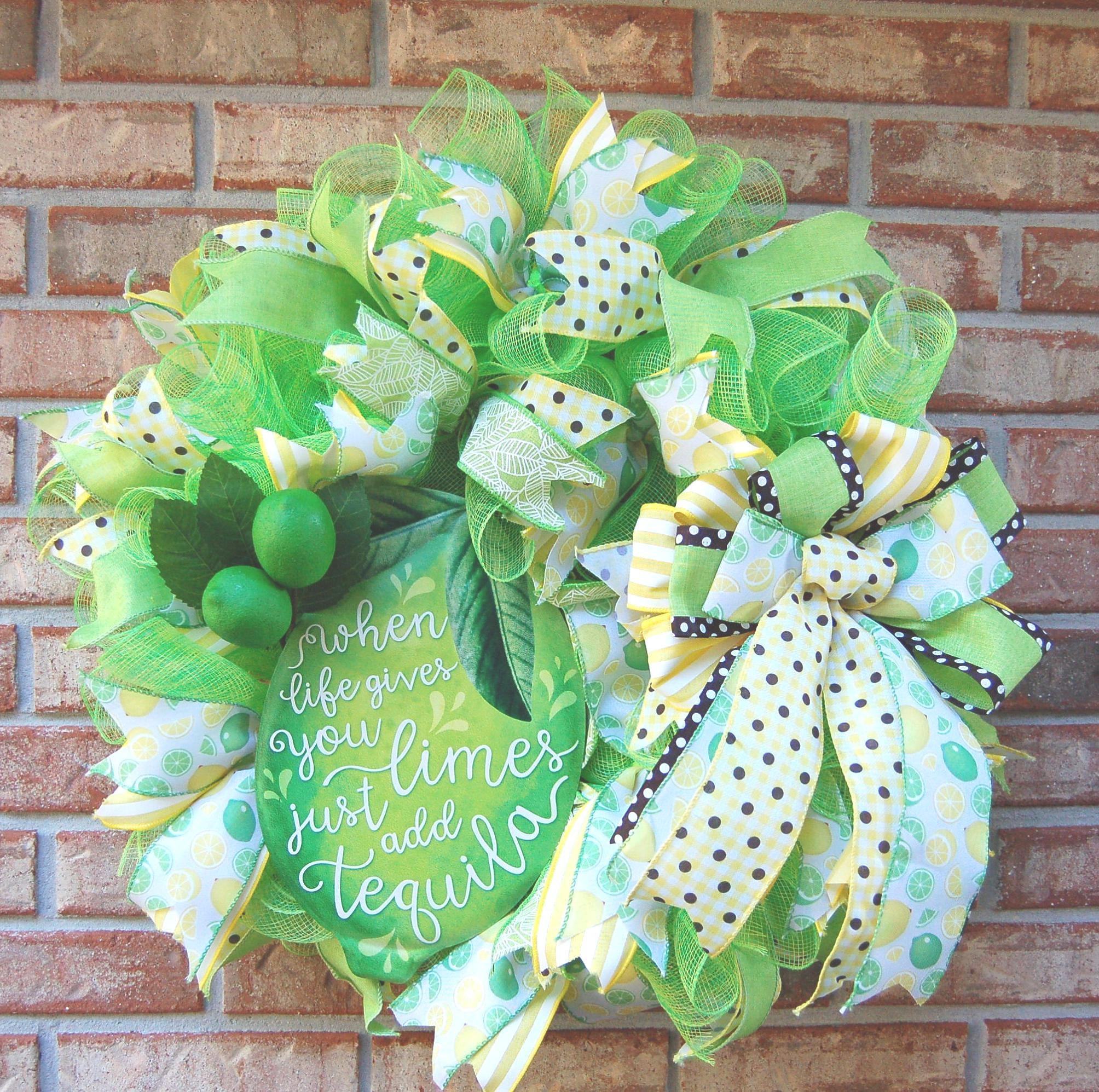 Tequila Lime Wreath | Summer Door Decor | When life gives you limes