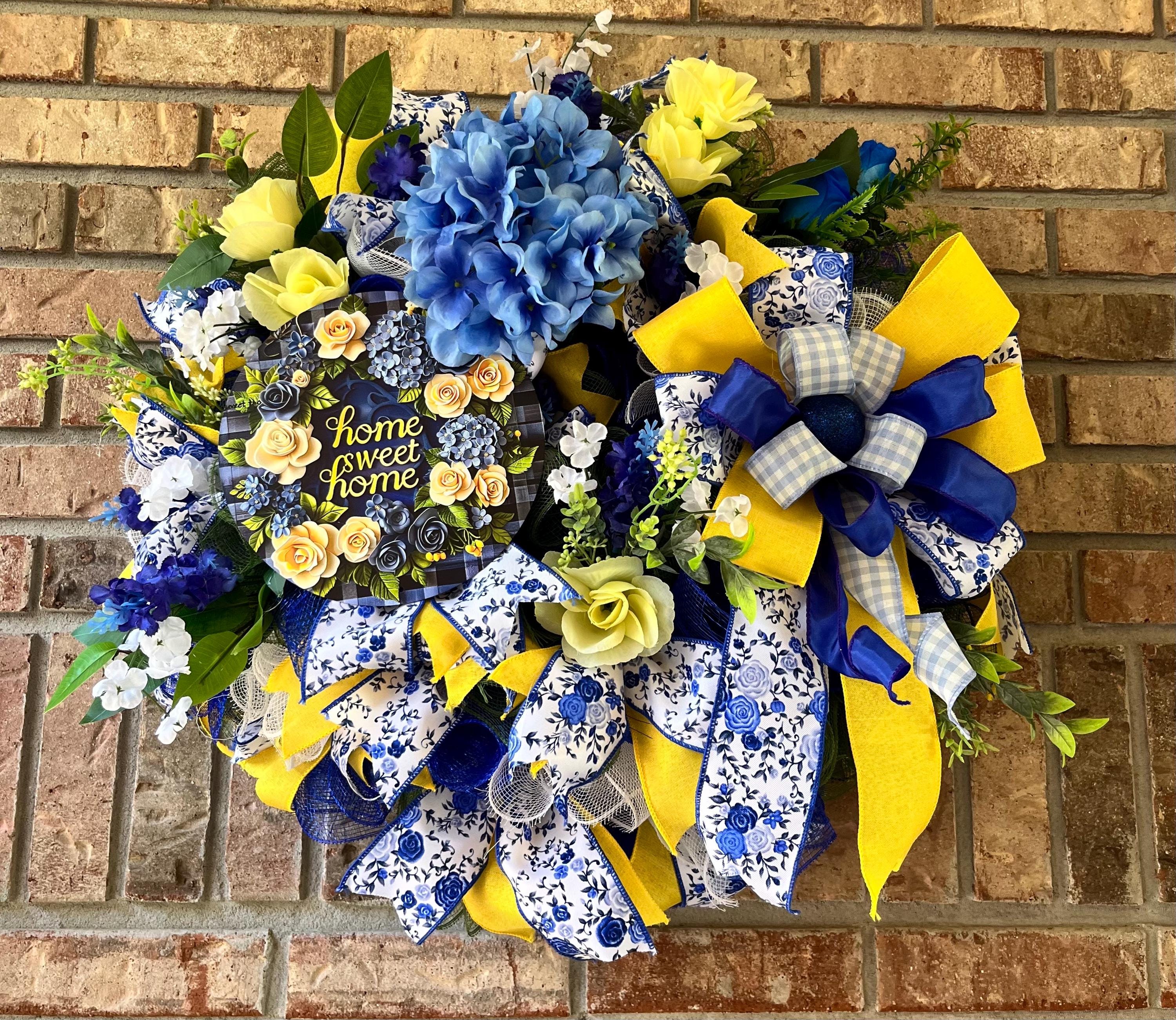 Everyday Wreath| Blue & Yellow Floral Wreath | Spring Summer Door Décor