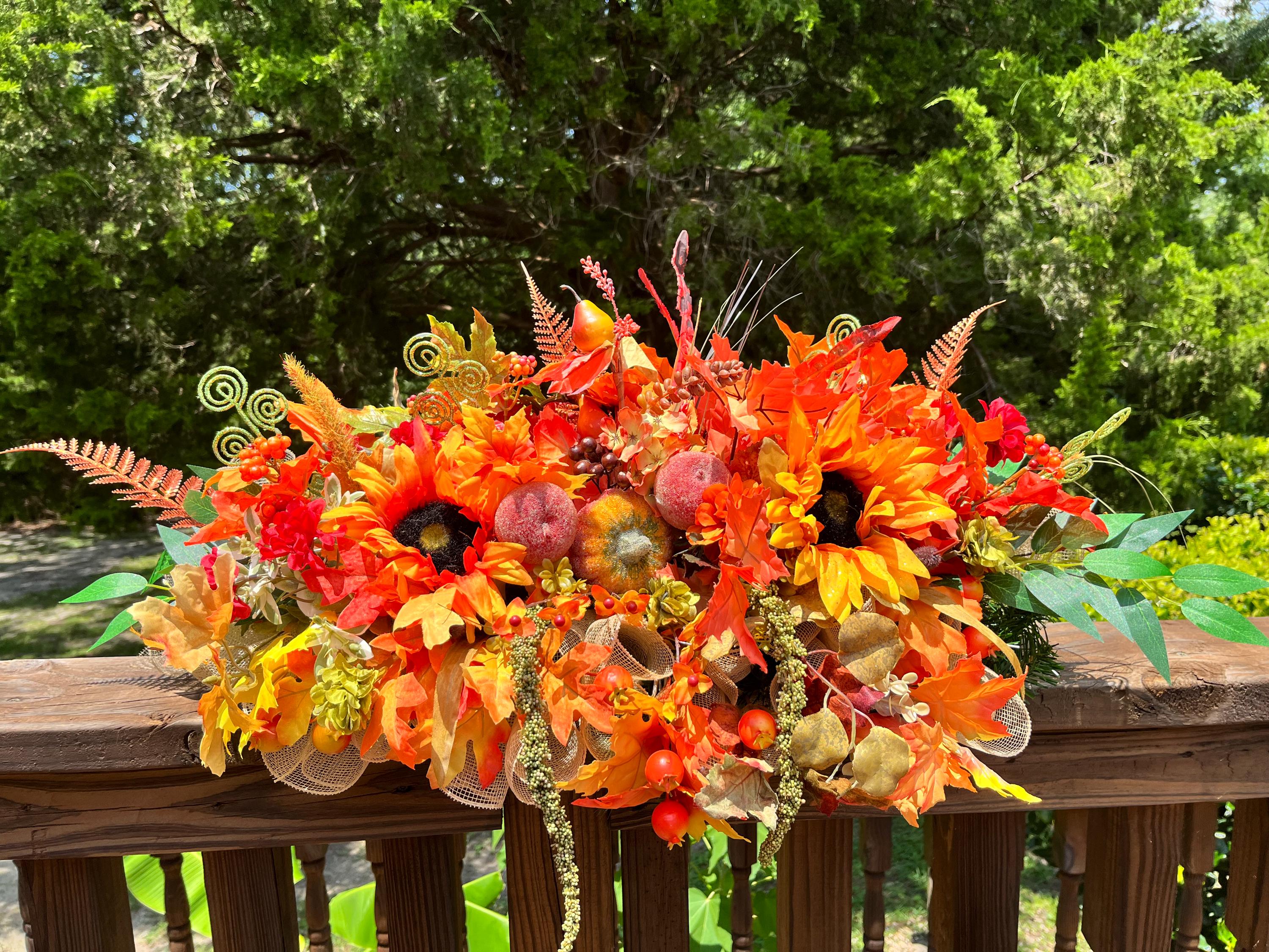 Centerpiece| Fall Sunflower Pumpkin Centerpiece | Rustic Autumn Table Decor, Thanksgiving Floral Arrangement