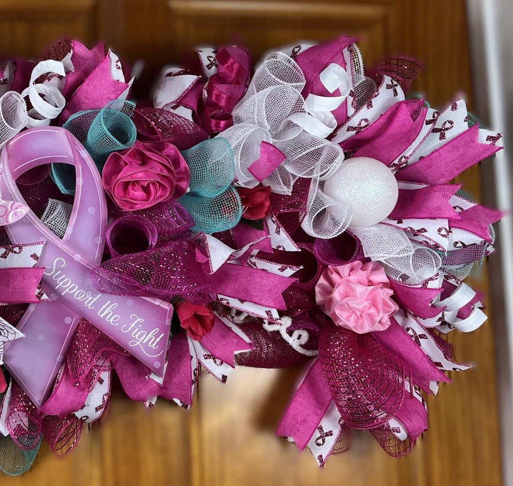 Breast Cancer Awareness | Pink Ribbon Door Decor | Support the Fight | Gift for Survivor or Fighter