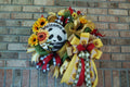Panda Sunflower Wreath: Front Door Decor with Buffalo Plaid Bows