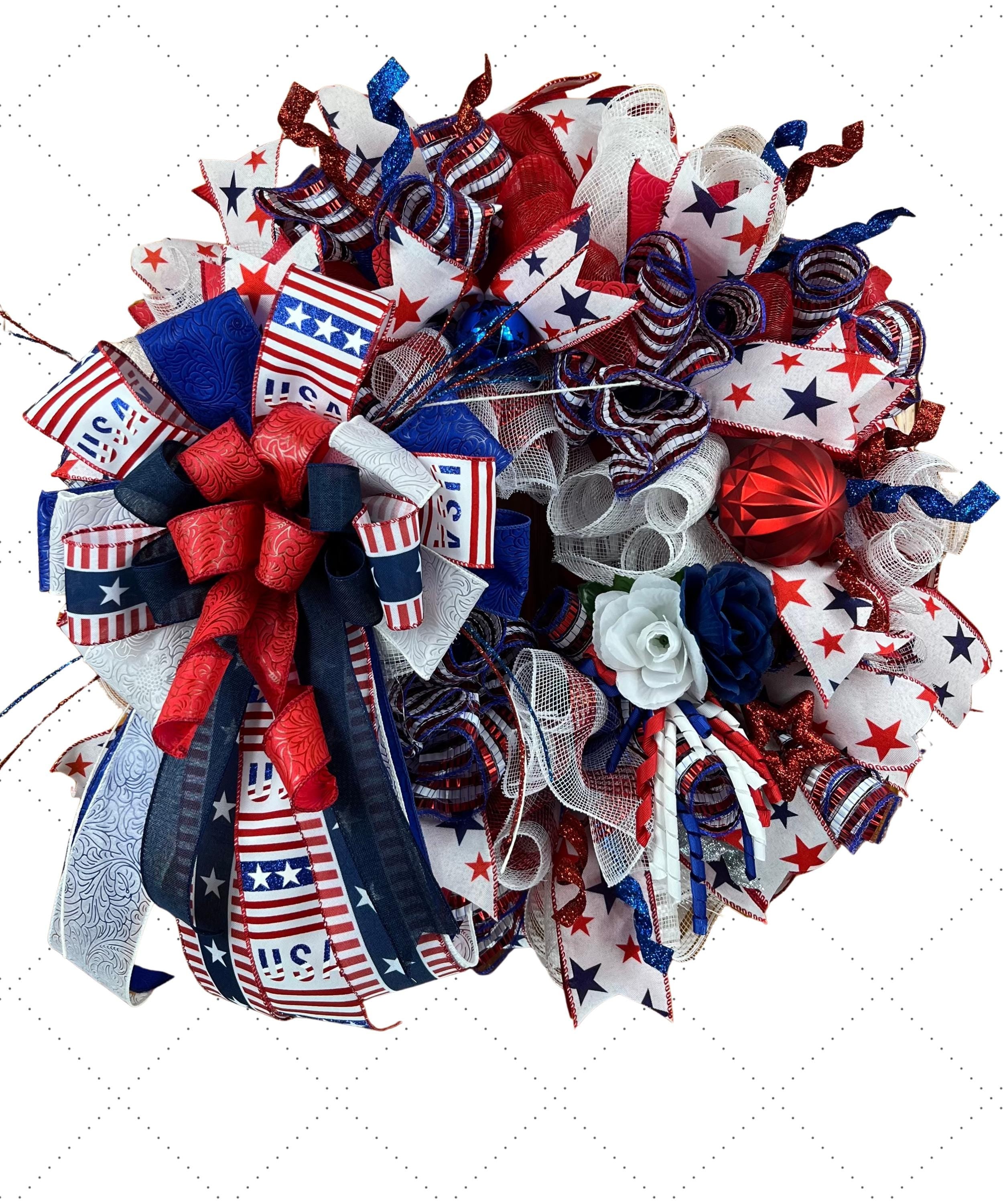 Patriotic 4th of July Wreath | Red White Blue Stars & Stripes