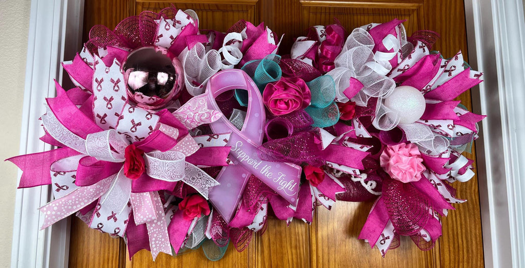 Breast Cancer Awareness | Pink Ribbon Door Decor | Support the Fight | Gift for Survivor or Fighter