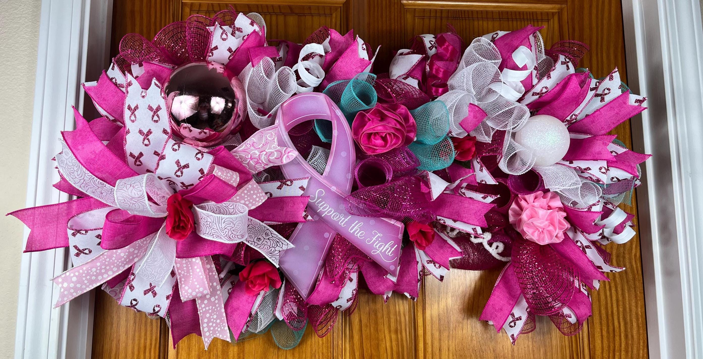 Breast Cancer Awareness | Pink Ribbon Door Decor | Support the Fight | Gift for Survivor or Fighter
