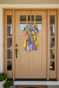 Wreath Bow | Handmade Spring Gingham | Lavender Teapots