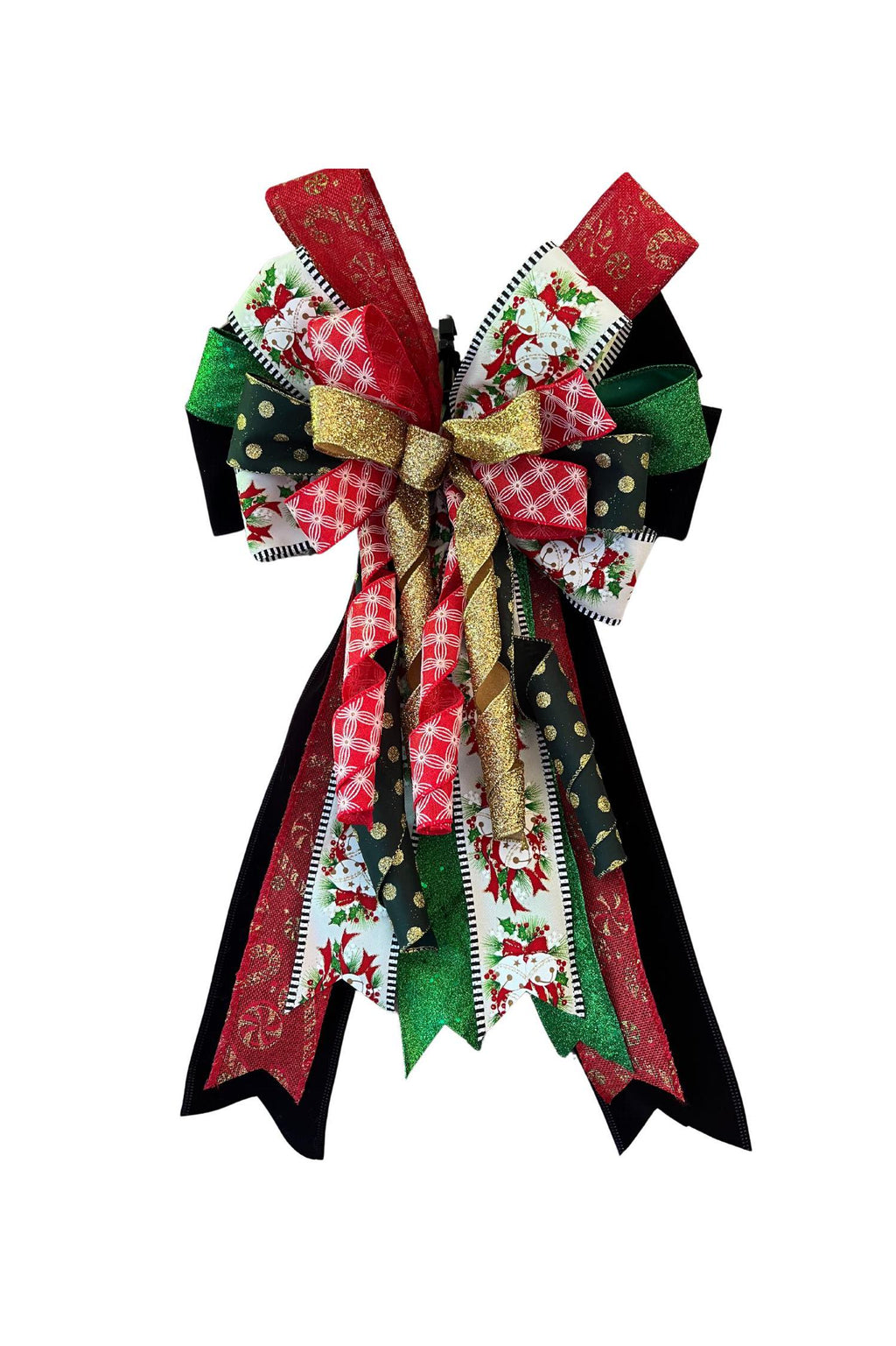 Bow|Christmas Bow| Red Green Glitter Ribbon | Holiday Wreath Decor