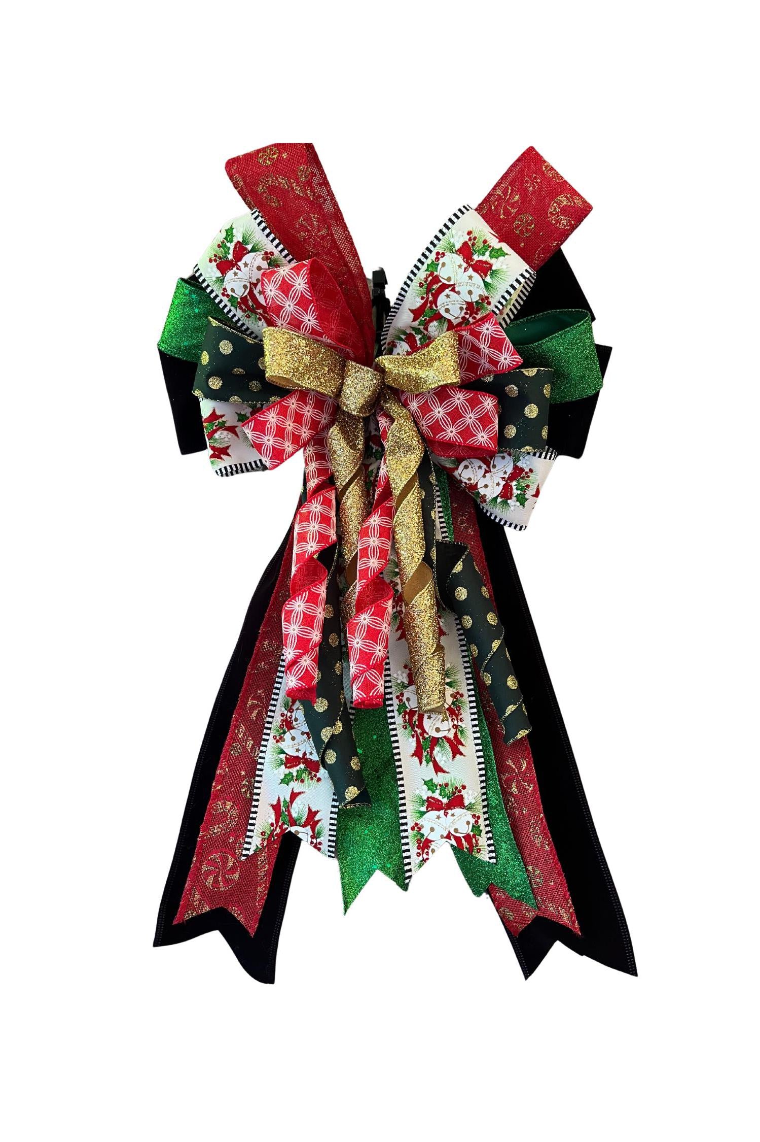 Bow|Christmas Bow| Red Green Glitter Ribbon | Holiday Wreath Decor