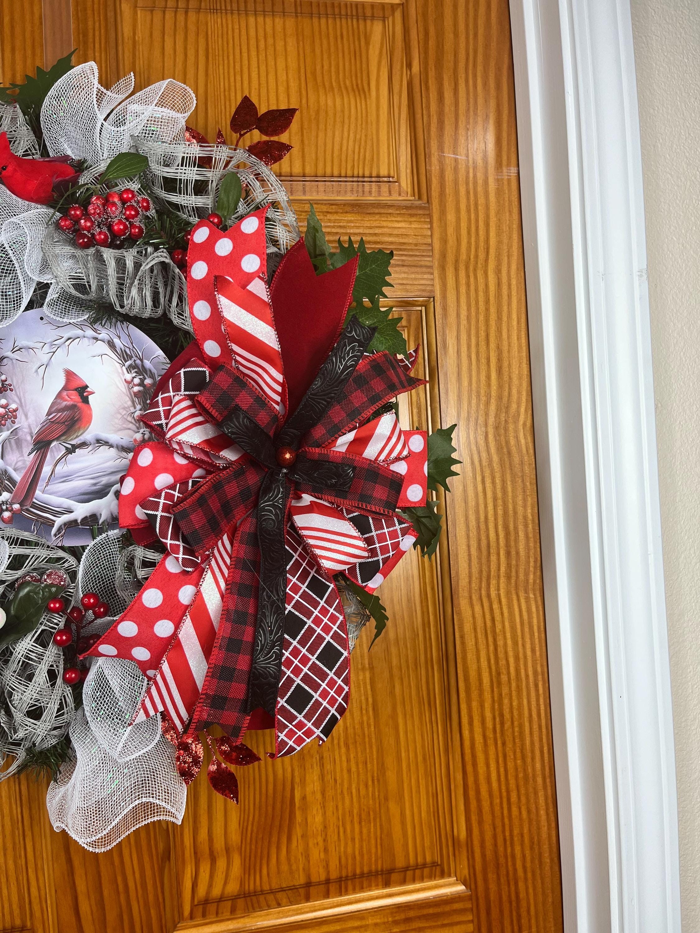 Cardinal Christmas Wreath| Red Mesh Winter Holiday Decor