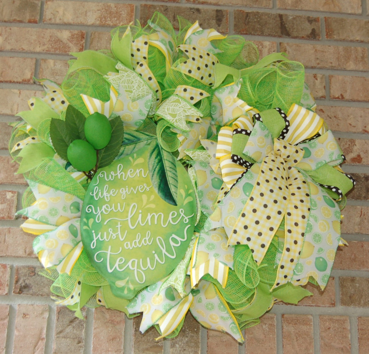 When Life Gives You Limes Just Add Tequila Wreath | Summer Margarita Door Wreath | Lime Front Door Decor | Fiesta Farmhouse Wreath