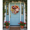 Cherry Summer Wreath with Duckling – Red & Yellow Front Door Decor